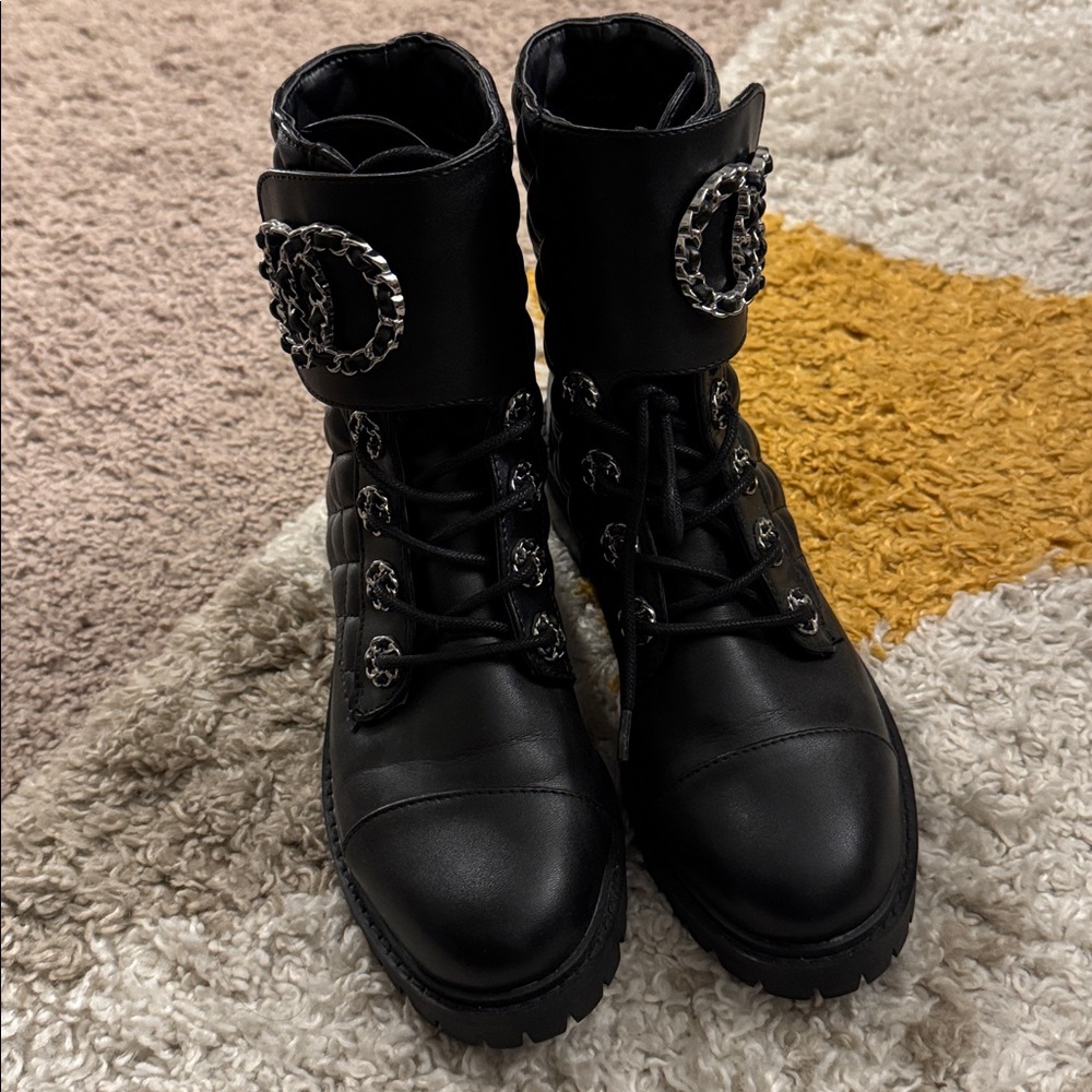 Black combat boots